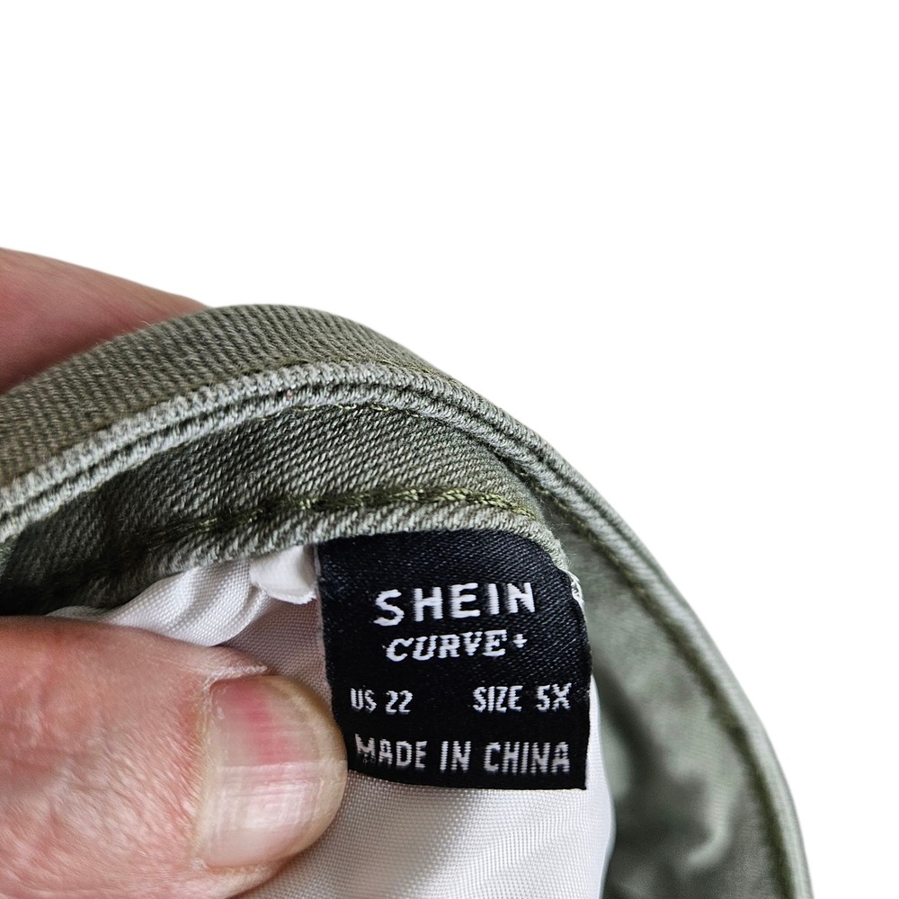 Shein Curve Plus Size 5X US 22‎ Olive Green Denim Jeans Womens Pants - Picture 4 of 9